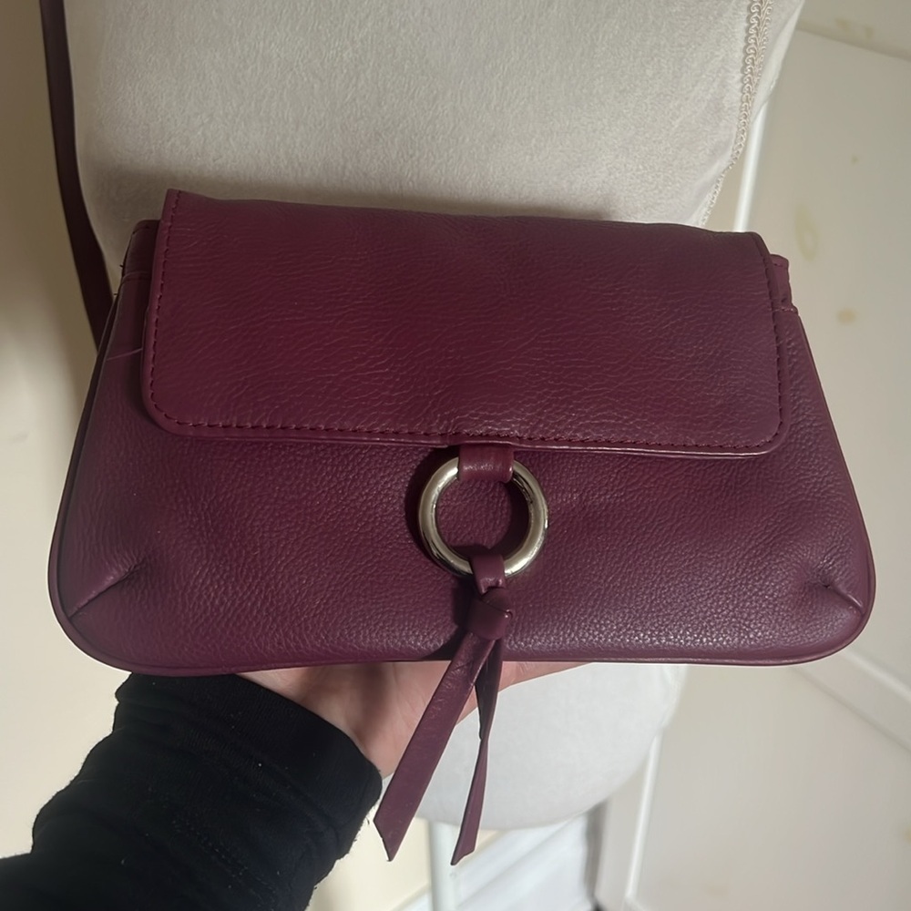 Adorable Small Purple/Plum Leather Crossbody Bag